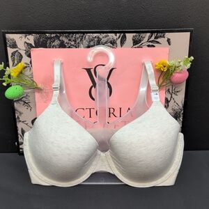 Victoria Secret PINK Lightly Lined Full Coverage T Shirt Bra 34D Natural Heather